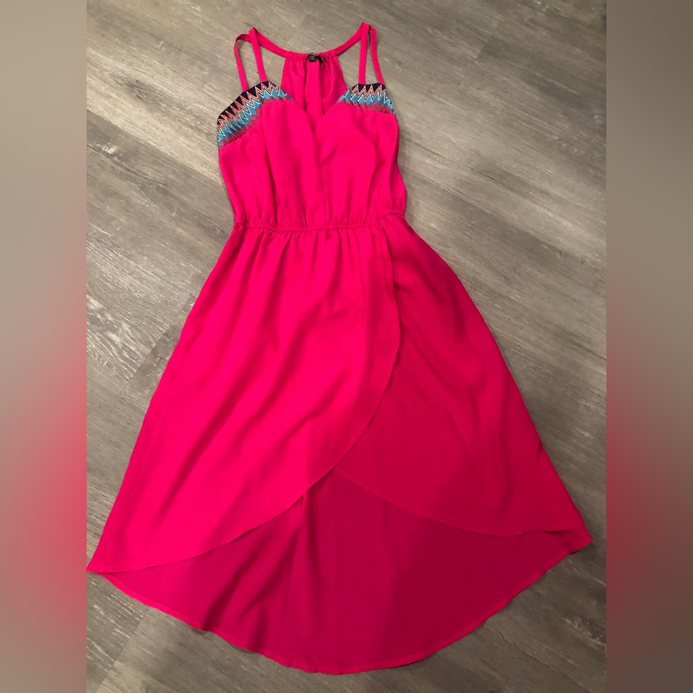 Bright pink racerback high-low dress
- size s